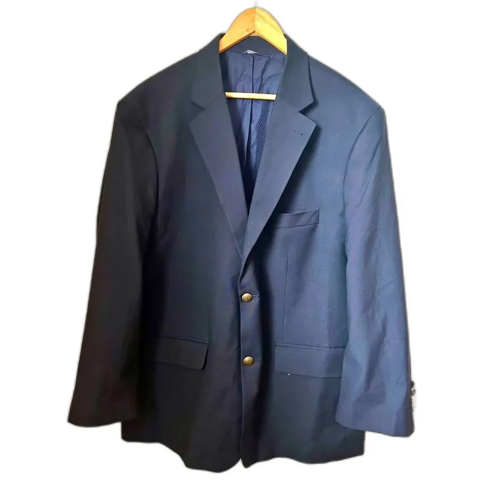 GS Perfect Fit Blazer Sport Coat Men's Size 46R Navy Blue Two Button